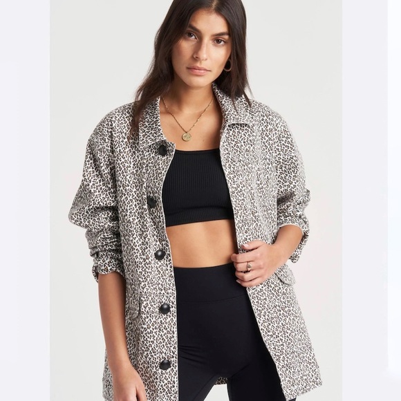 Varley Linwood Oversized Utility Jacket in Washed Cheetah - Picture 1 of 12